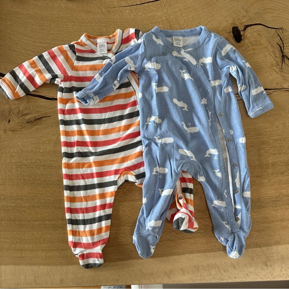 Blue and Red Footies with Soft Stretchy Fabric